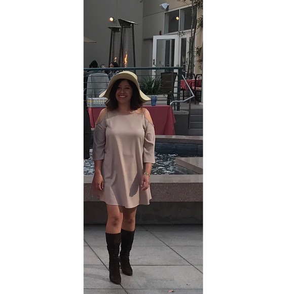 Taupe Cold Shoulder dress ✨LAST ONE!!✨ - Picture 3 of 4